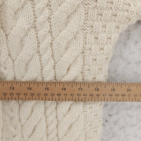 NWT ARAN Super Soft Merino Wool 3-Button Cardigan Asymmetrical Cable Knit XL - Picture 12 of 14